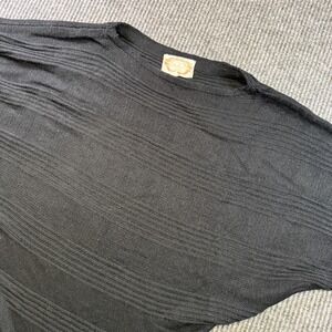 Ambiance Womens Black Batwing Sweater L Dolman Sleeve Knit Textured Top